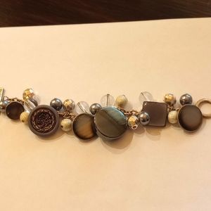 Vintage Smokey Gray button charm bracelet